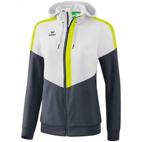 Veste à capuche - Erima - tracktop squad femme blanc/slate grey/bio lime