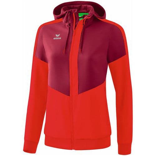 Veste à capuche - Erima - tracktop squad femme bordeaux/rouge