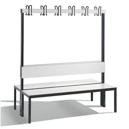 Banc double avec dossier et patères - CP - Basic Plus - 150 cm