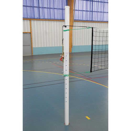 Poteaux de volley en aluminium avec tension du filet par cremaillère extérieure