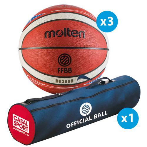 Lot 3 ballons basket - Molten - BG3800 FFBB FIBA taille 6