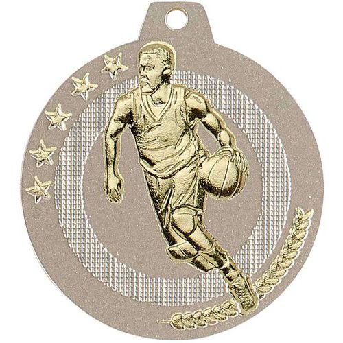 Médaille basket sable et or - highlight - 50mm