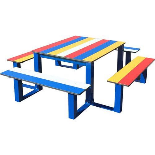 Table pour école extérieur - arc en ciel assise 290