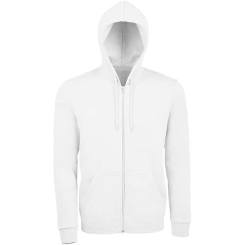 Veste zippée à capuche en coton BLANC