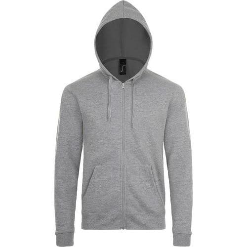 Veste zippée à capuche en coton GRIS CHINÉ