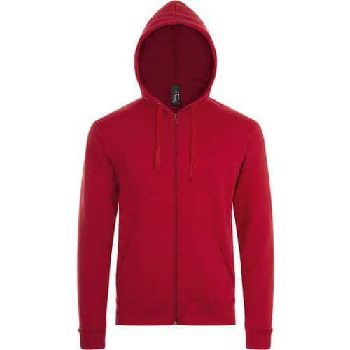 Veste zippée à capuche en coton ROUGE