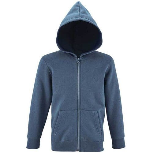 Veste zippée à capuche enfant en coton BLEU ARDOISE