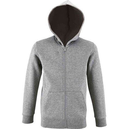 Veste zippée à capuche enfant en coton GRIS CHINÉ