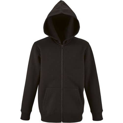 Veste zippée à capuche enfant en coton NOIR