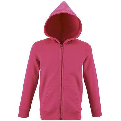 Veste zippée à capuche enfant en coton ROSE FLASH