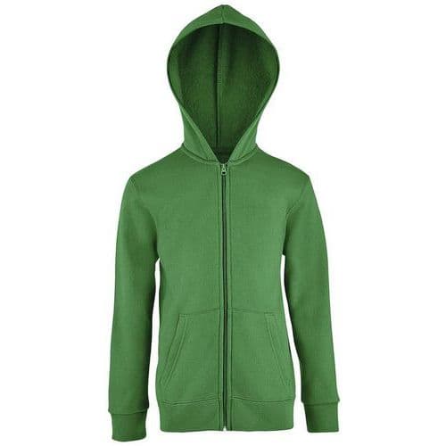 Veste zippée à capuche enfant en coton VERT PRAIRIE