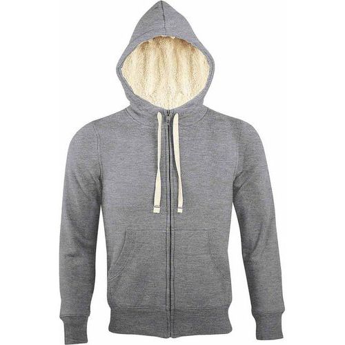 Veste zippée doublée sherpa en coton GRIS CHINÉ