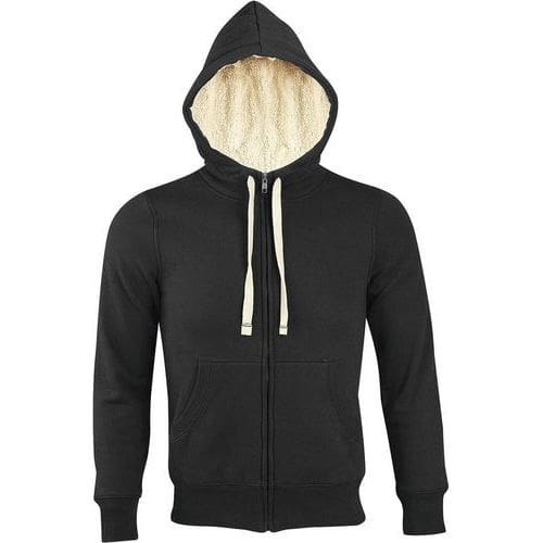 Veste zippée doublée sherpa en coton NOIR