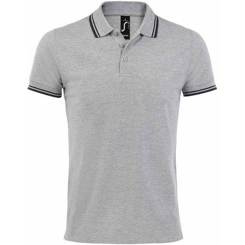 Polo personnalisable homme en coton peigné GRIS/MARINE