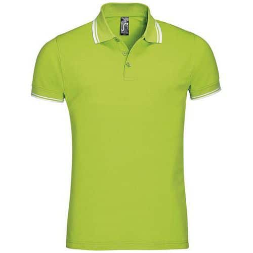 Polo personnalisable homme en coton peigné LIME/BLANC