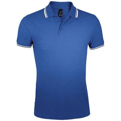 Polo personnalisable homme en coton peigné ROYAL/BLANC