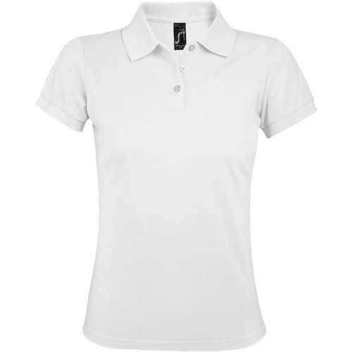 Polo personnalisable femme prime en polyester BLANC