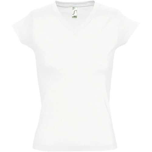 Tee-shirt personnalisable femme col V en coton BLANC