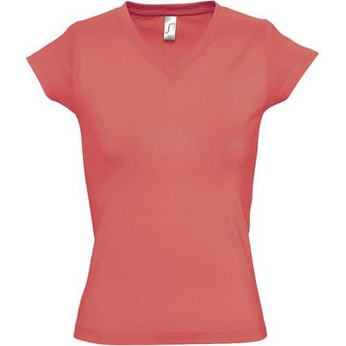 Tee-shirt personnalisable femme col V en coton CORAIL