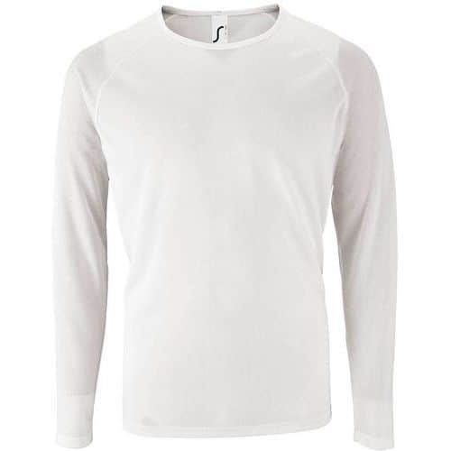 Tee-shirt personnalisable manche longue deSport homme en polyester BLANC