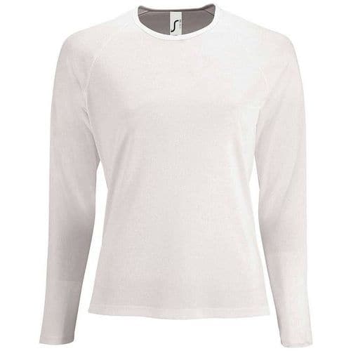 Tee-shirt personnalisable manche longue deSport femme en polyester BLANC