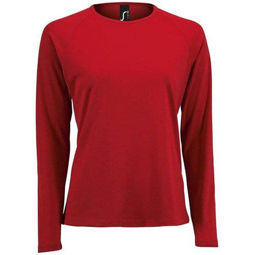 Tee-shirt personnalisable manche longue deSport femme en polyester ROUGE