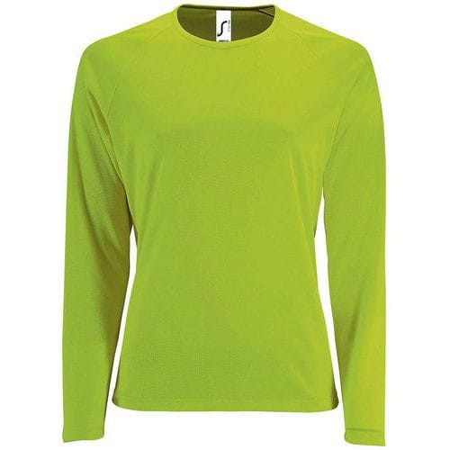 Tee-shirt personnalisable manche longue deSport femme en polyester VERTFLUO