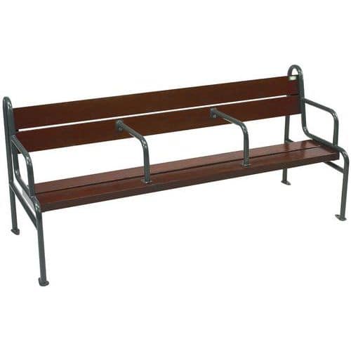 Banc grand confort 180 cm pieds tube acier - lames bois HPL walnut