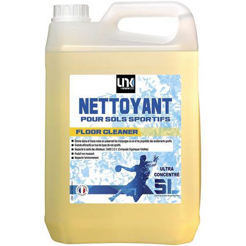 Nettoyant pour sol sportif et poteaux, spécial résine - bidon de 5 litres