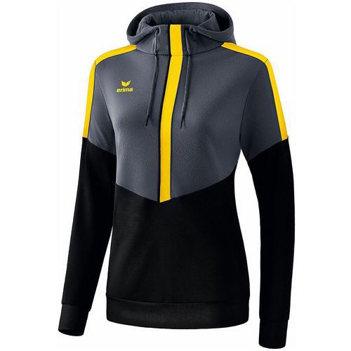 Sweat à capuche - Erima - squad femme slate grey/noir/jaune