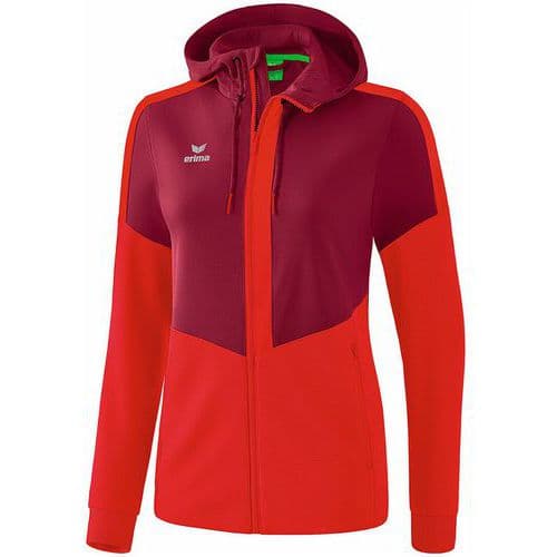 Veste d'entraînement à capuche - Erima - squad femme bordeaux/rouge