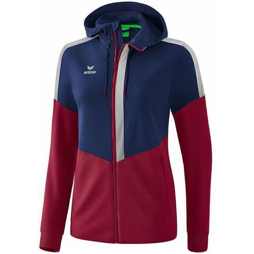 Veste d'entraînement à capuche - Erima - squad femme new marine bordeaux gris