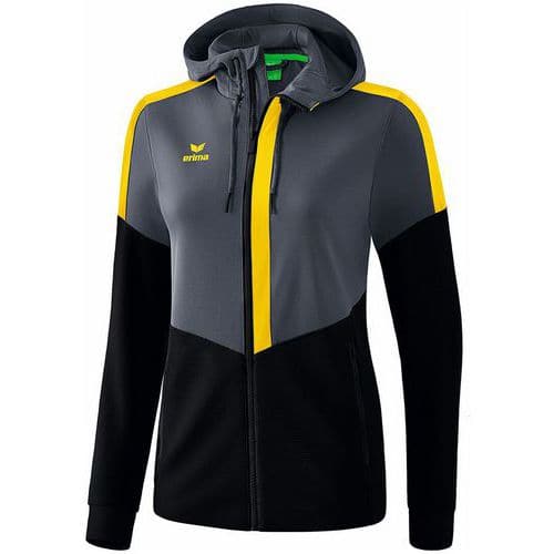 Veste d'entraînement à capuche - Erima - squad femme slate grey/noir/jaune