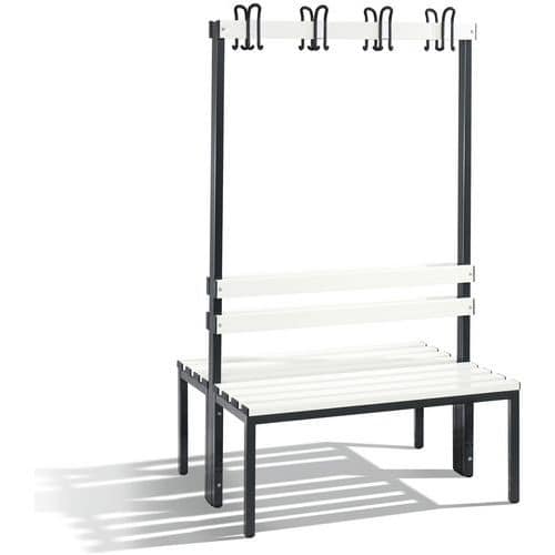 Banc patère pvc CP - Double face - Avec dossier - L1000