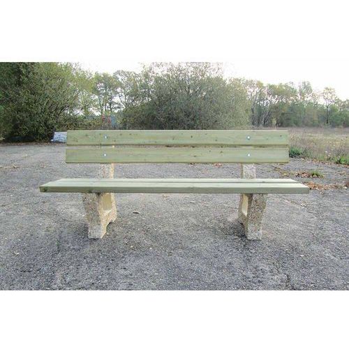 Banc Busserais longueur 180 cm bois/béton en résineux naturel