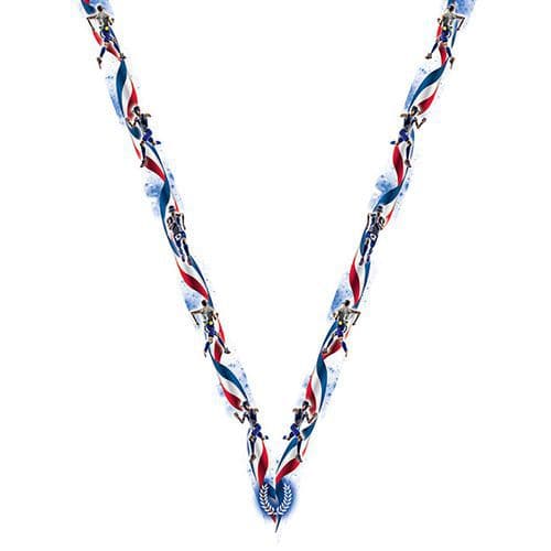 Ruban médaille bleu et blanc avec logo de course - 22mm