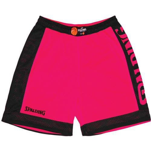 Short basket réversible enfant - spalding - fuschia noir