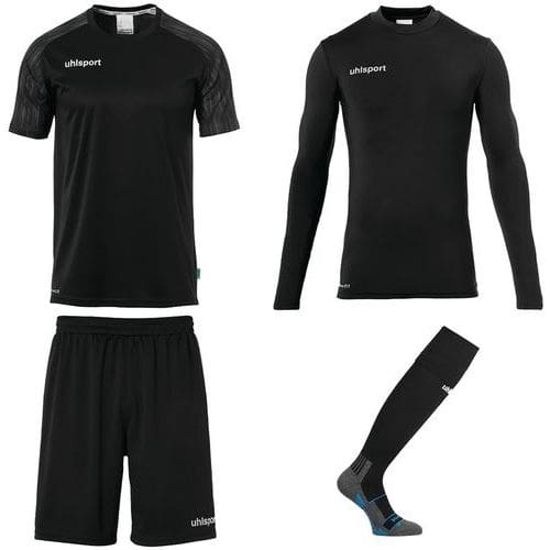 Set maillot/short/baselayer/chaussettes gardien de foot Enfant - Uhlsport - Reaction Noir/Anthracite