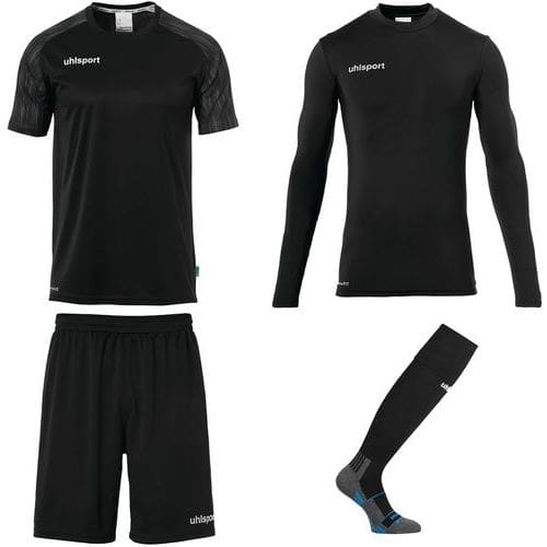 Set maillot/short/baseslayer/chaussettes gardien de foot - Uhlsport - Reaction Noir/Anthracite