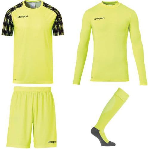 Set maillot/short/baselayer/chaussettes gardien de foot - Uhlsport - Reaction Jaune Fluo/Noir