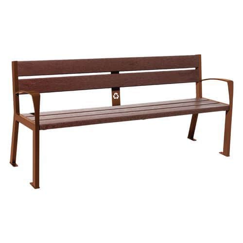 Banc Silaos 1.80 m accoudoirs acier/plastique recyclé 5 lames Procity