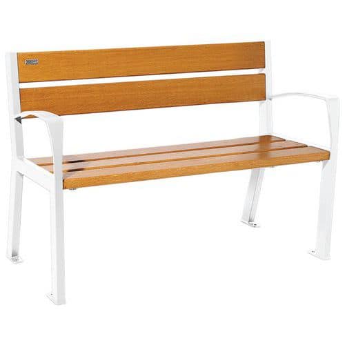 Banc Silaos accoudoirs 5 lames acier/bois - Procity