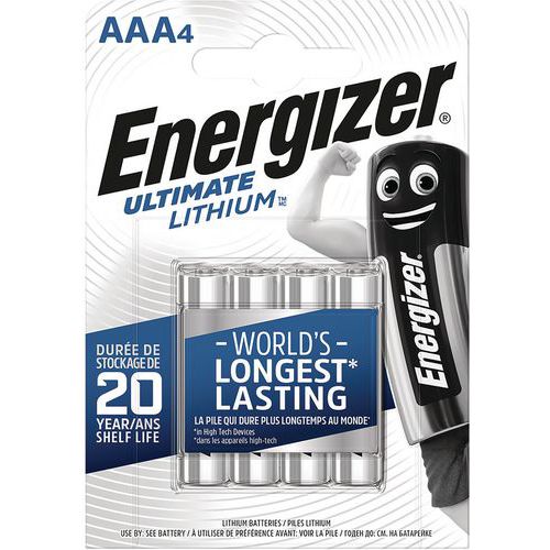 Pile Lithium Ultimate - AAA/LR03 - 1.5 V - Lot de 4 - Energizer