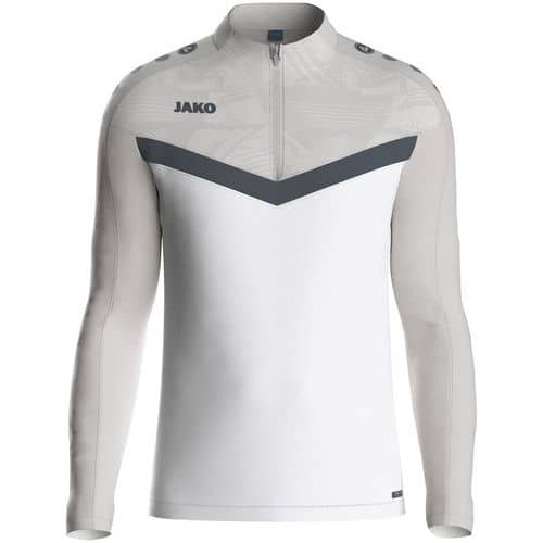 Sweat 1/2 zip enfant Iconic blanc/gris Jako