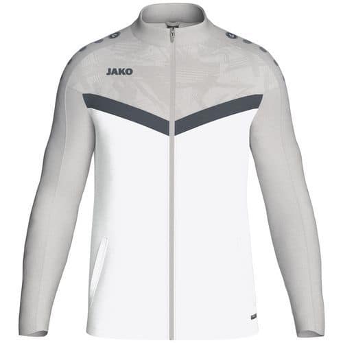 Veste de survêtement polyester enfant Iconic blanc/gris Jako