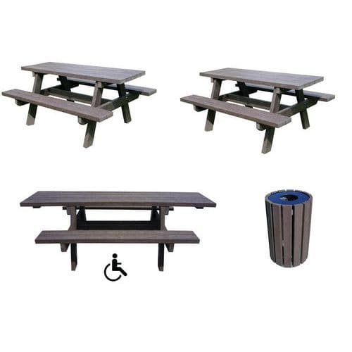 Pack 2 tables Parc+1 PMR +1 poub. Escapade 90 L montée - Espace Urbain