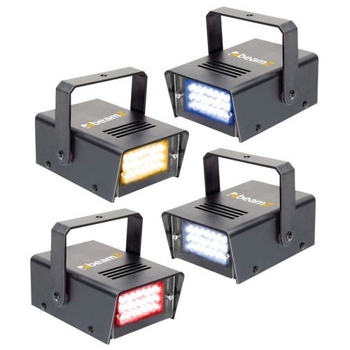 Set de 4 Minis stroboscopes LED RYBW Beamz