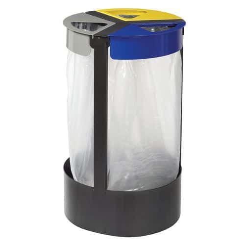 Support de sac 3 flux sur pied Citwin premium gris /bleu /jaune 3x45l