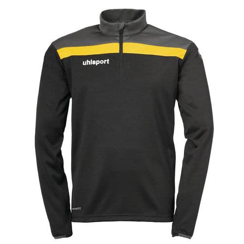 Sweat zippé 1/4 Offense 23 - Noir/Jaune - Uhlsport