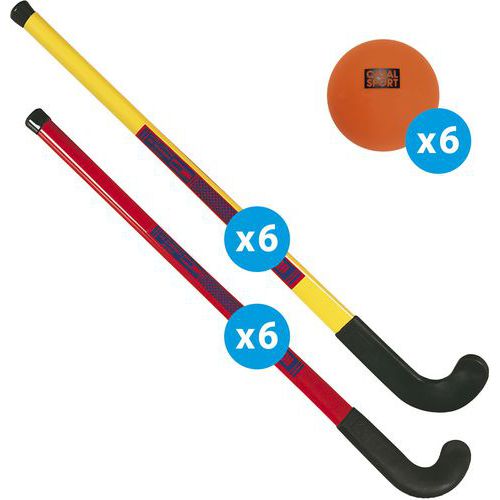 Matériel initiation hockey - 12 crosses et 6 balles - Tanga Sports